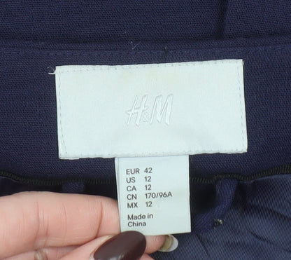 Womens UK Size 14 H&M Blue Overcoat