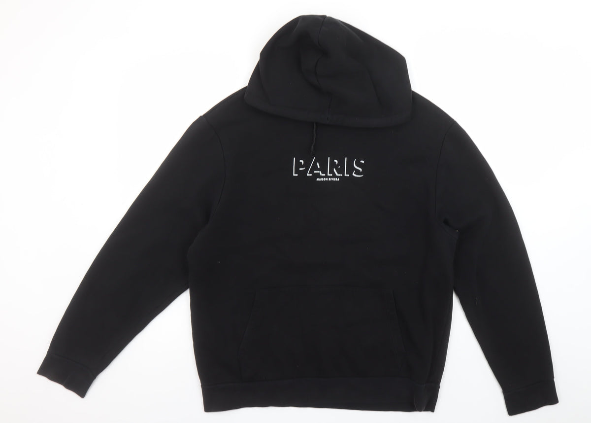 Mens UK Size M River Island Black Pullover Hoodie
