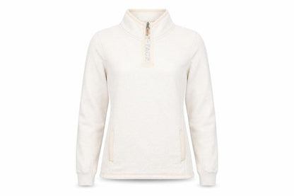 FatFace Women Beige 1/4 Zip Fleece Sweatshirt Size 8