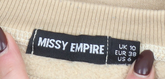 Womens UK Size 10 Missy Empire Beige Pullover Sweatshirt