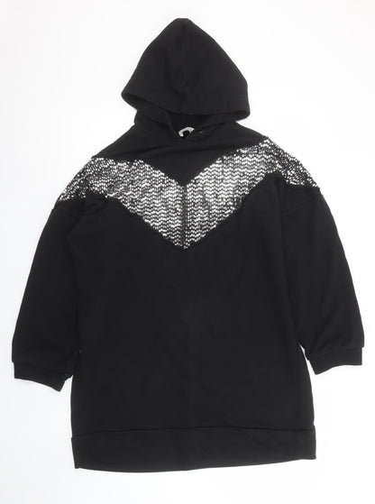 Womens UK Size L Touché Black Pullover Hoodie
