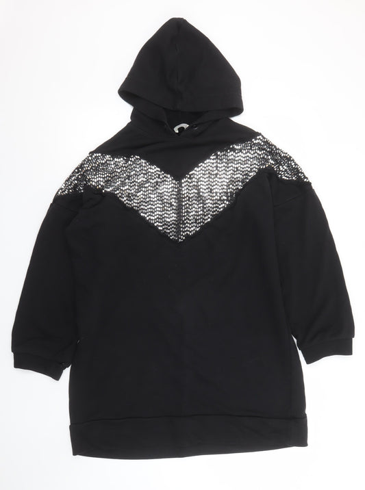 Womens UK Size L Touché Black Pullover Hoodie