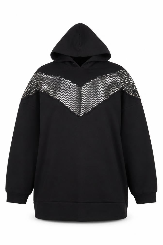 Womens UK Size L Touché Black Pullover Hoodie