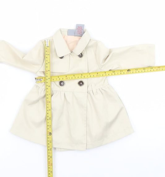 Tahari Baby Beige Double-Breasted Trench Coat 3-6 Months Polyester Lined