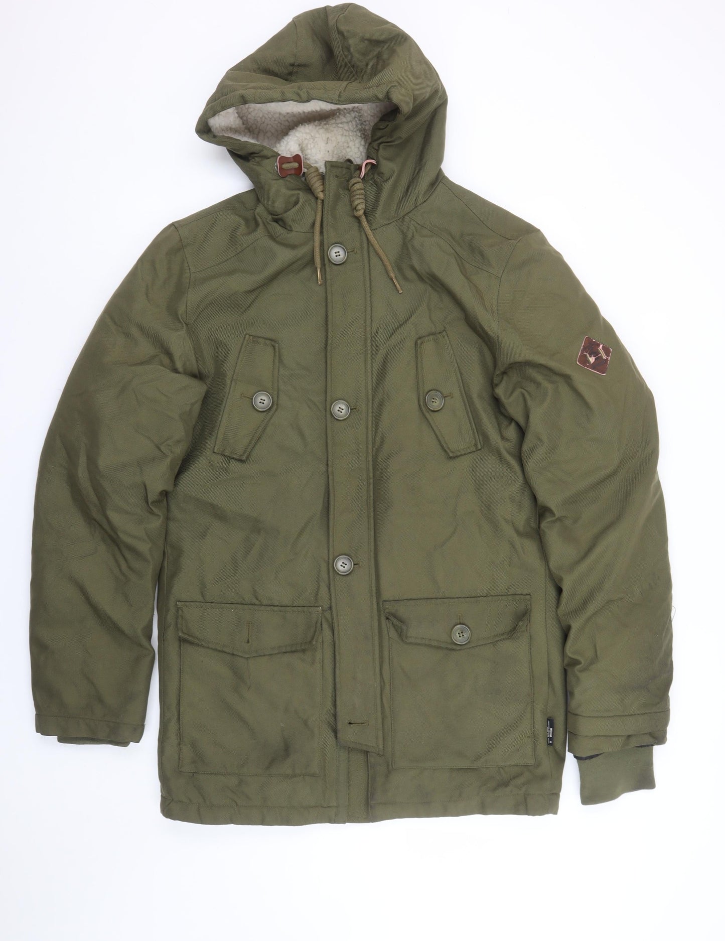 Mens UK Size S INDICODE Green Parka Coat