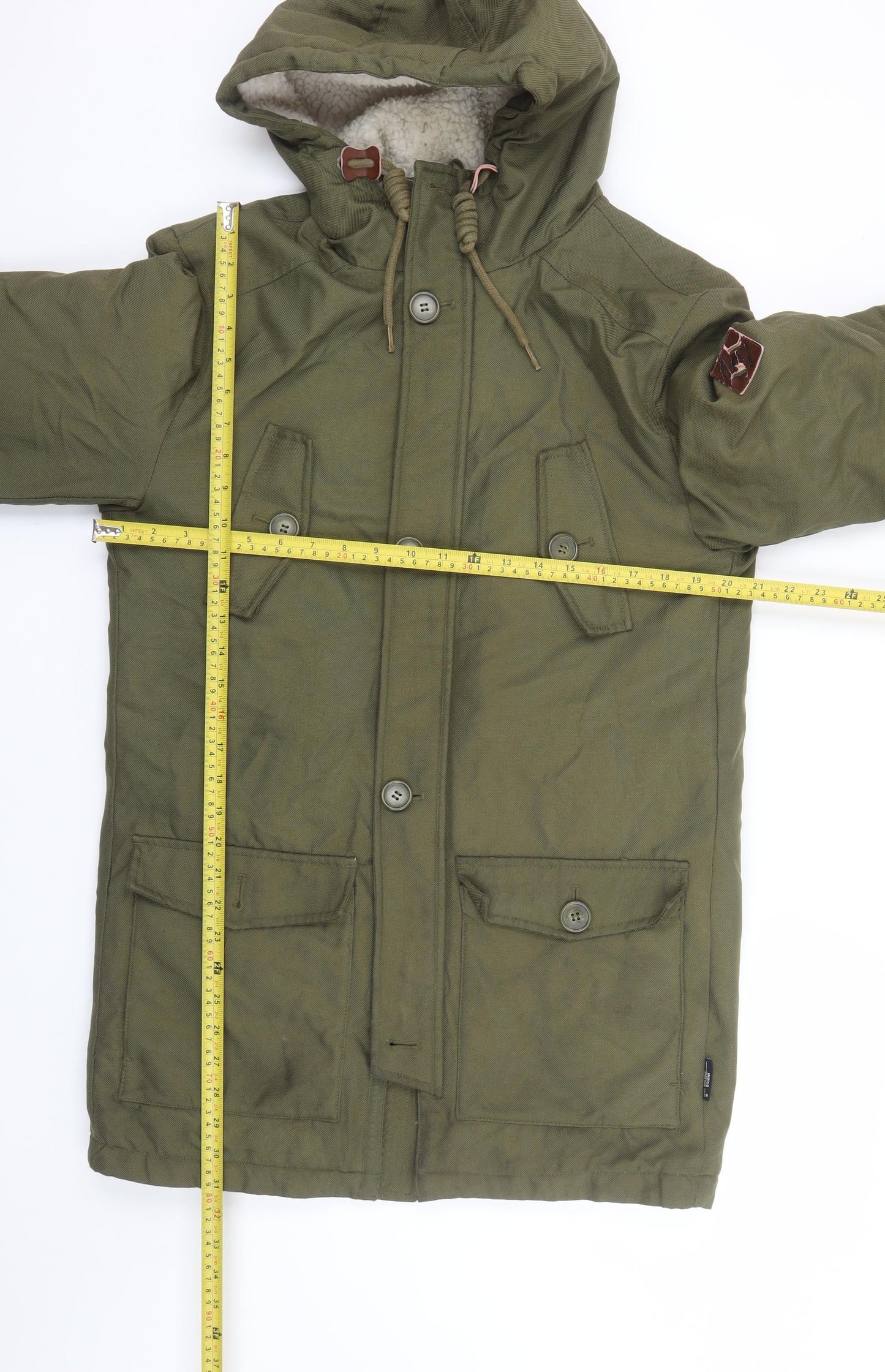 Mens UK Size S INDICODE Green Parka Coat