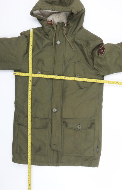 Mens UK Size S INDICODE Green Parka Coat