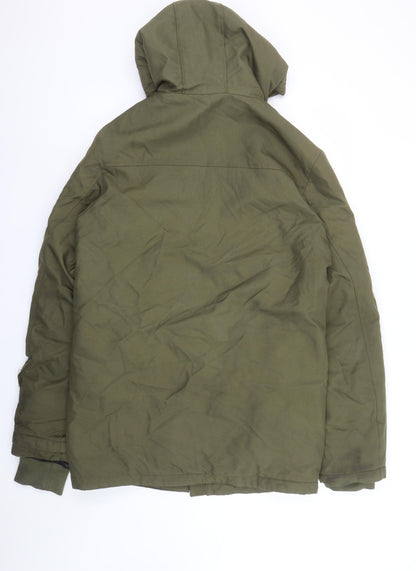 Mens UK Size S INDICODE Green Parka Coat
