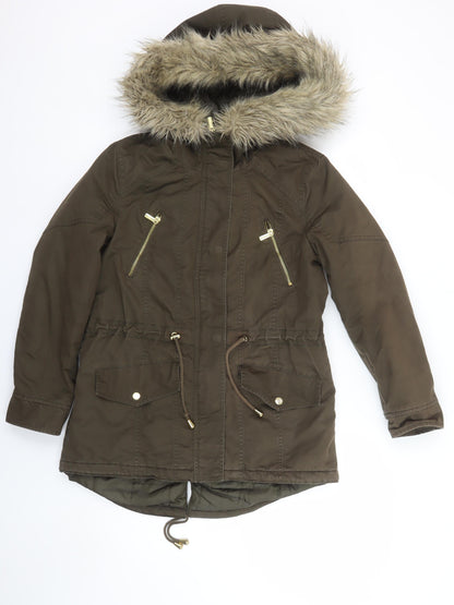 Womens UK Size 12 Miss Selfridge Brown Parka Coat