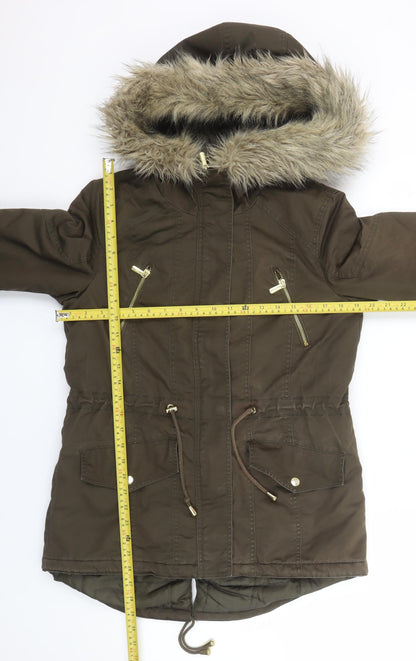 Womens UK Size 12 Miss Selfridge Brown Parka Coat