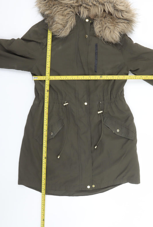 Womens UK Size S Oasis Green Parka Coat