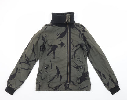 Addict Men's Green Camouflage XS Bomber Jacket Full Zip Cotton Blend