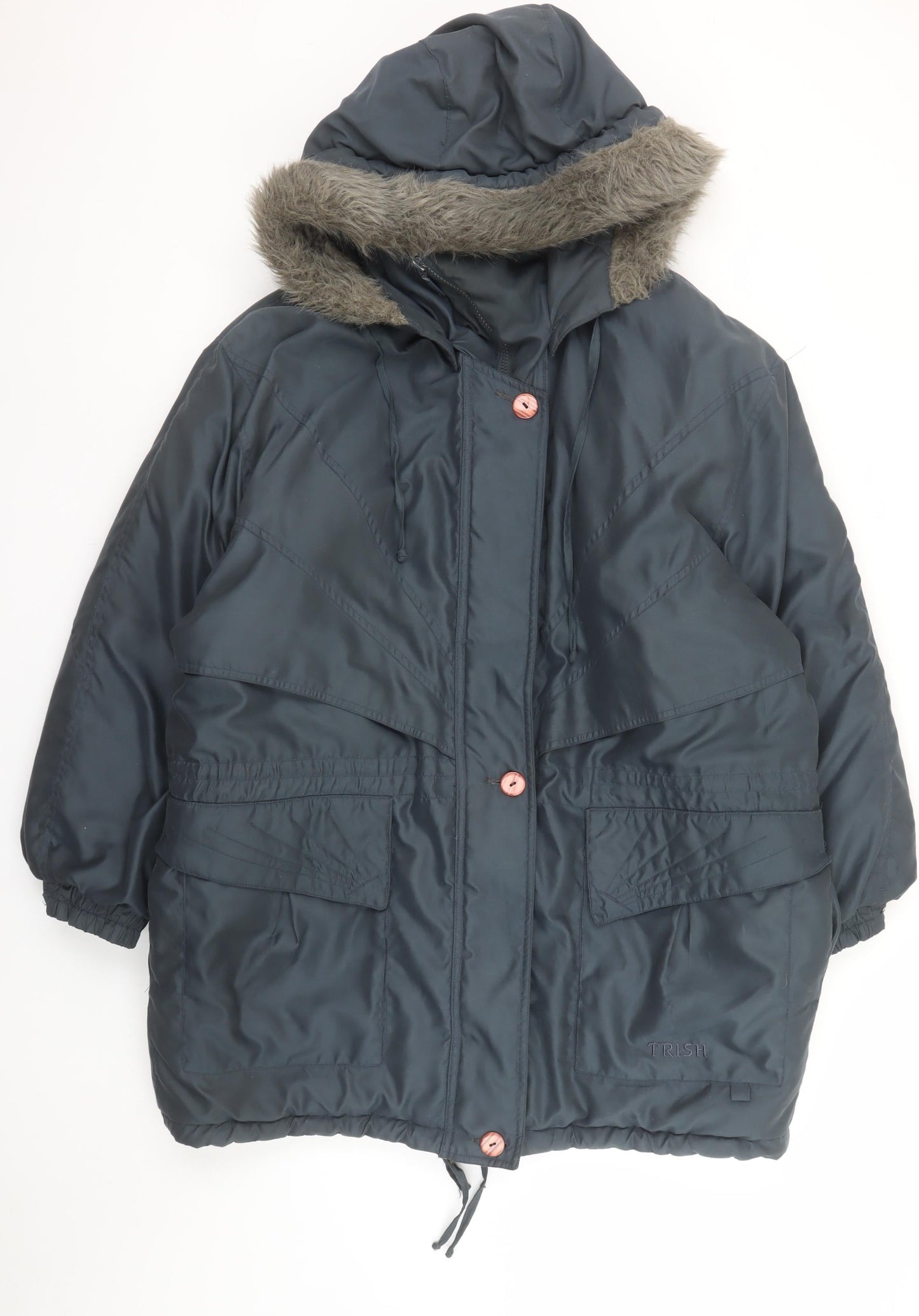 Womens UK Size L Micro by Trish Blue Parka Coat