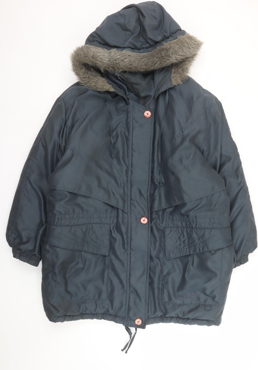 Womens UK Size L Micro by Trish Blue Parka Coat