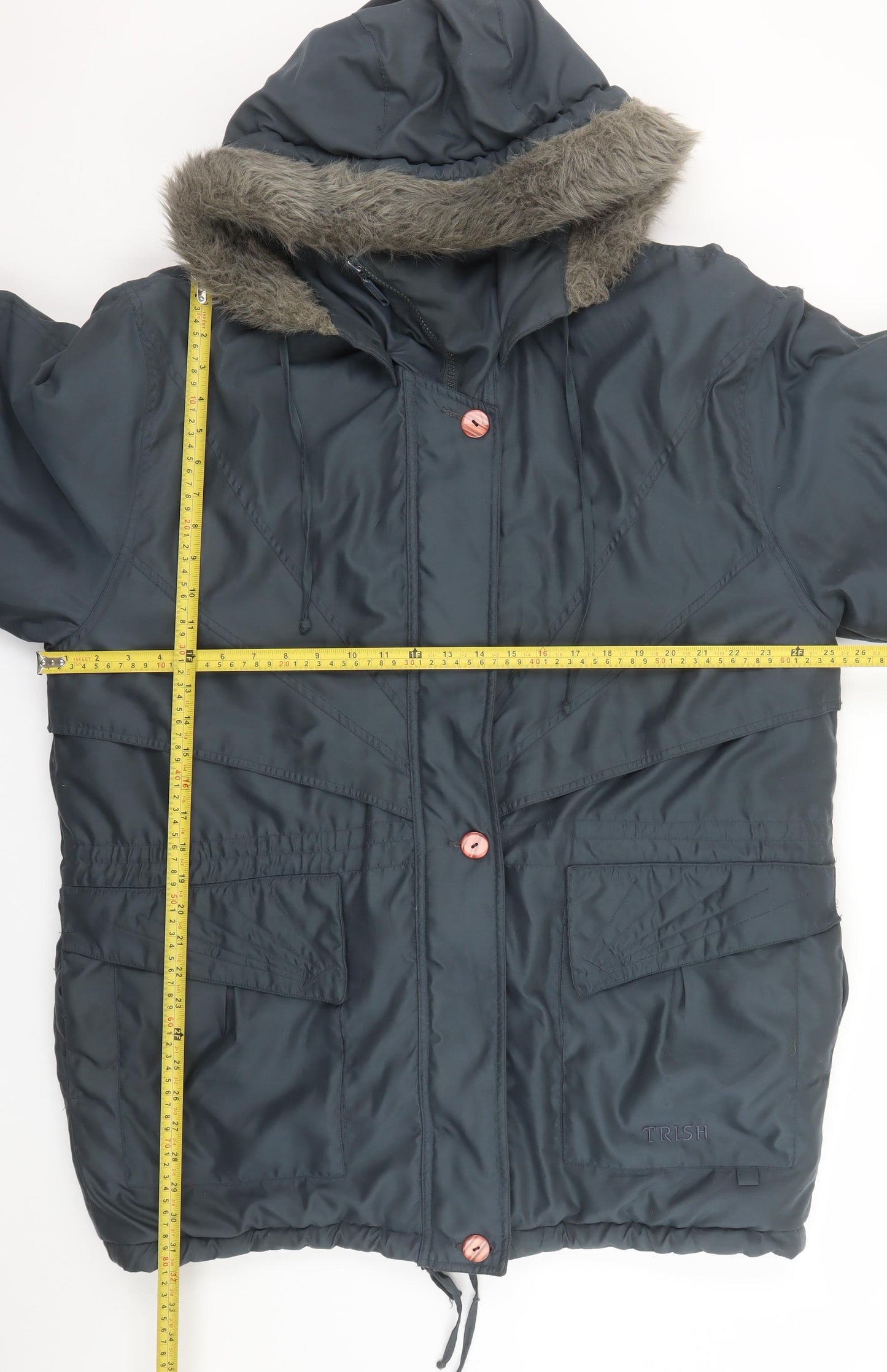 Womens UK Size L Micro by Trish Blue Parka Coat