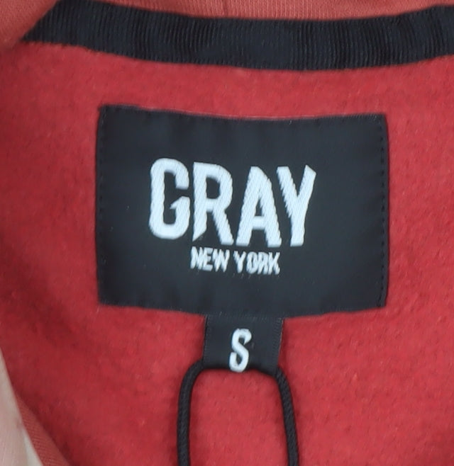 Mens UK Size S Gray New York Red Pullover Hoodie