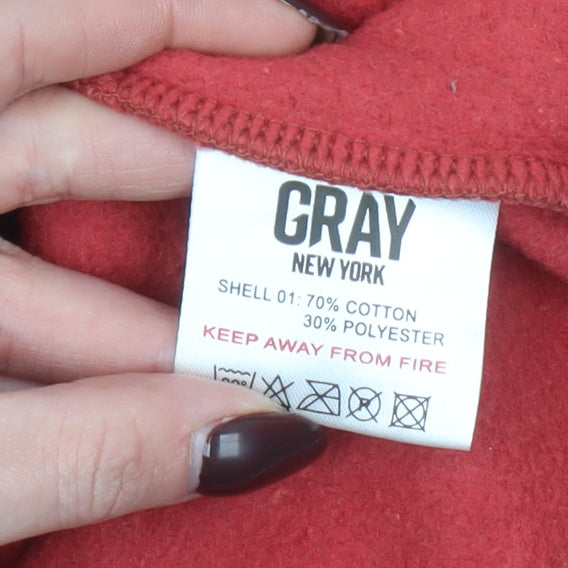 Mens UK Size S Gray New York Red Pullover Hoodie