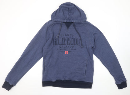 Mens UK Size L Planet Hollywood Blue Pullover Hoodie
