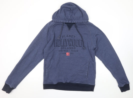 Mens UK Size L Planet Hollywood Blue Pullover Hoodie