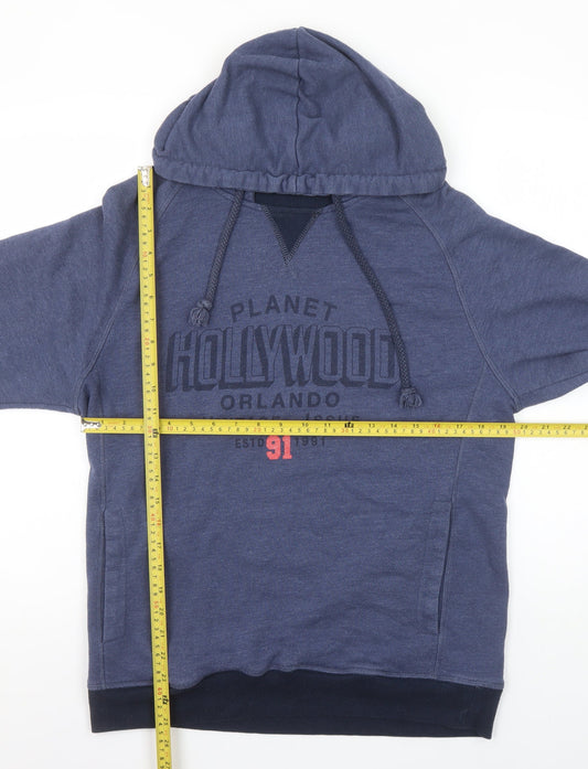 Mens UK Size L Planet Hollywood Blue Pullover Hoodie