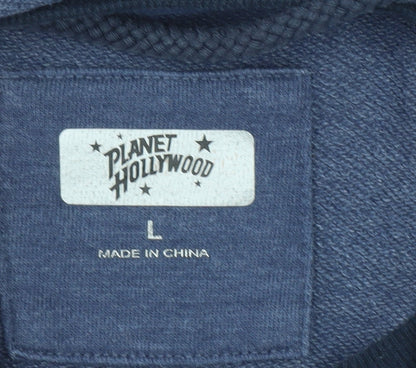 Mens UK Size L Planet Hollywood Blue Pullover Hoodie