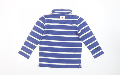 Joules Girls Blue Striped 1/2 Zip Sweatshirt 9-10 Years Cotton Nautical