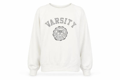 Gap Womens Ivory Varsity Logo Pullover Sweatshirt M