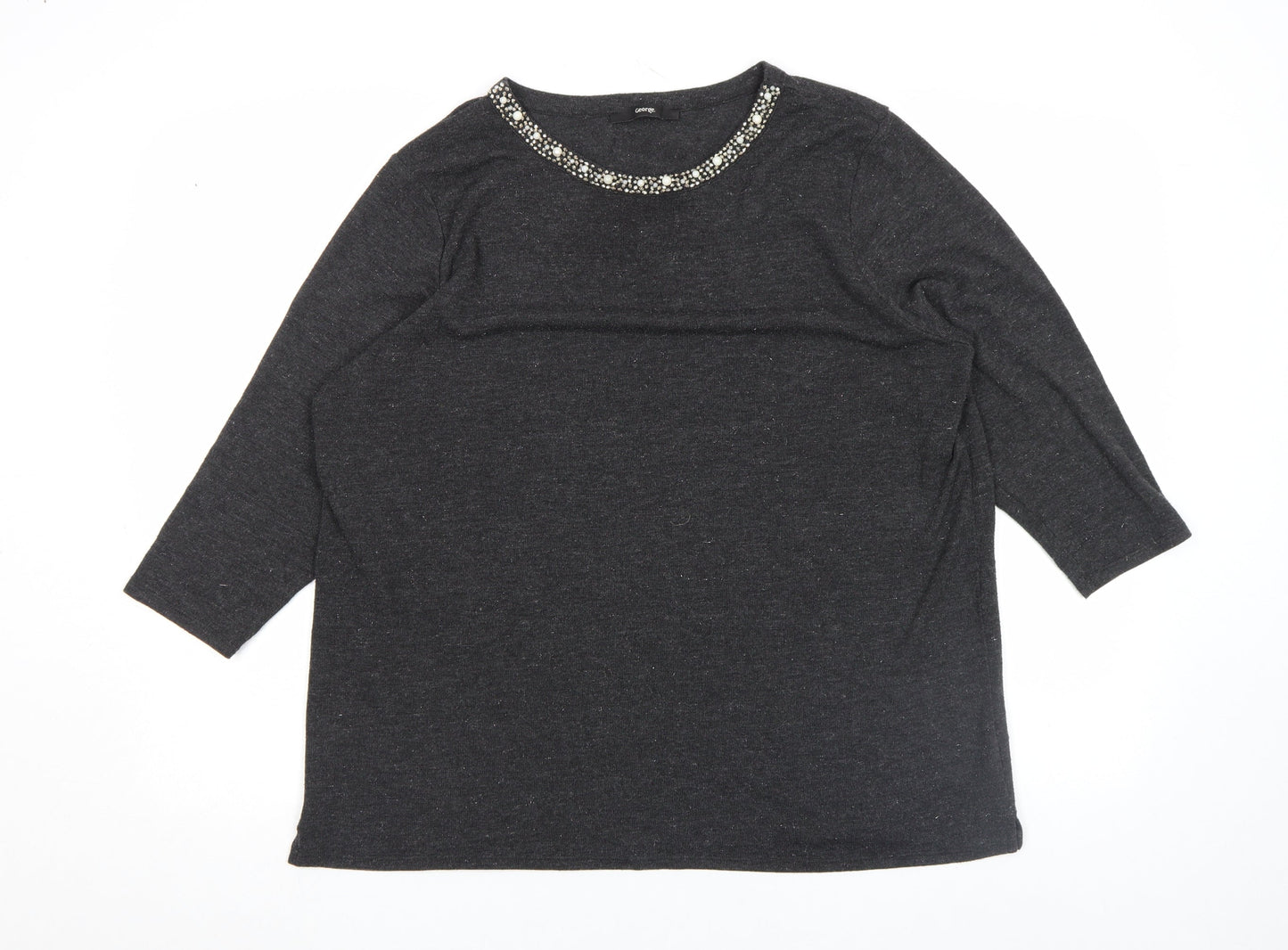 Womens UK Size L George Black Basic T-Shirt