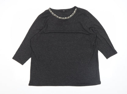 Womens UK Size L George Black Basic T-Shirt