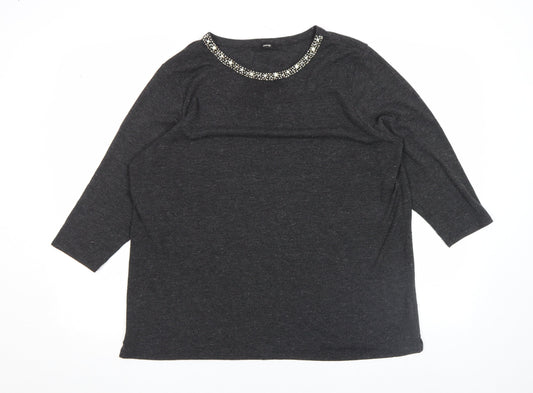 Womens UK Size L George Black Basic T-Shirt