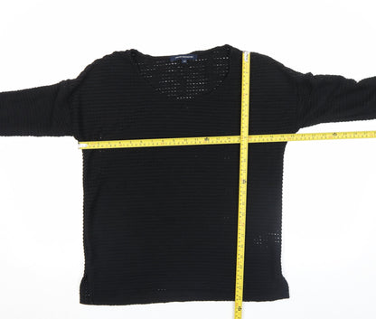 French Connection Women Black XS Cotton Blend 3/4 Sleeve Top