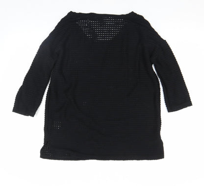 French Connection Women Black XS Cotton Blend 3/4 Sleeve Top
