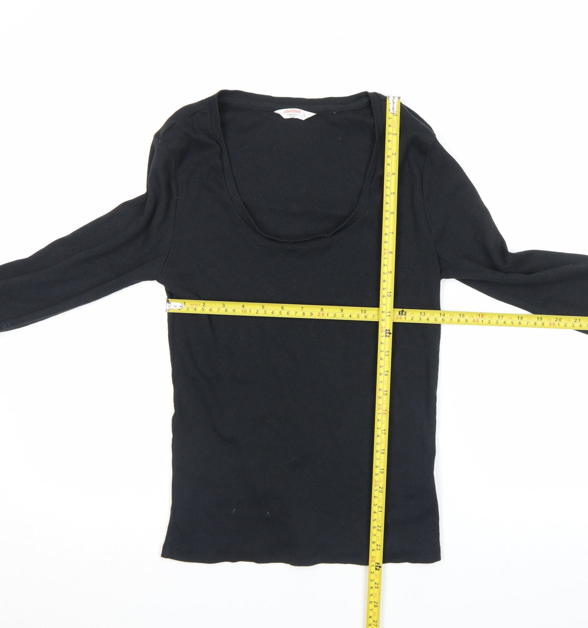 Womens UK Size L John Lewis ANYDAY Black Basic T-Shirt