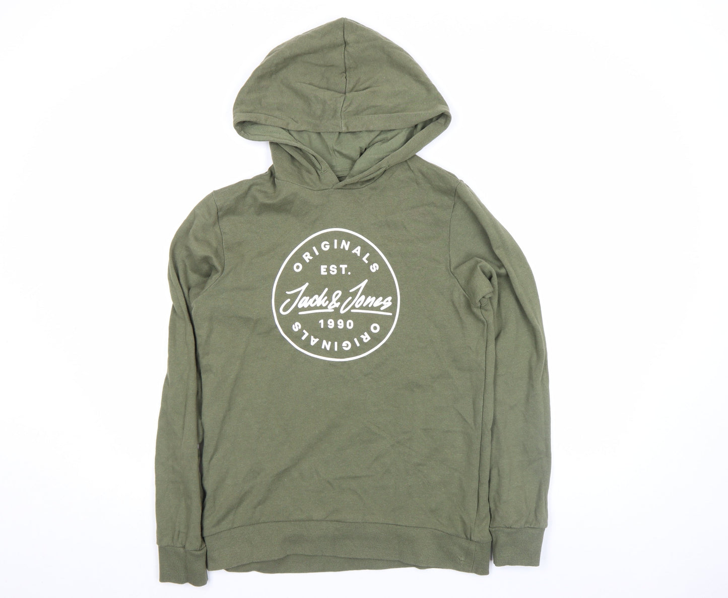 Boys UK Size 164 JACK & JONES Green Pullover Hoodie
