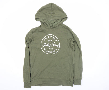Boys UK Size 164 JACK & JONES Green Pullover Hoodie