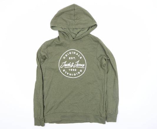 Boys UK Size 164 JACK & JONES Green Pullover Hoodie