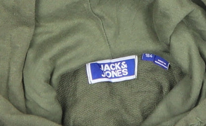 Boys UK Size 164 JACK & JONES Green Pullover Hoodie