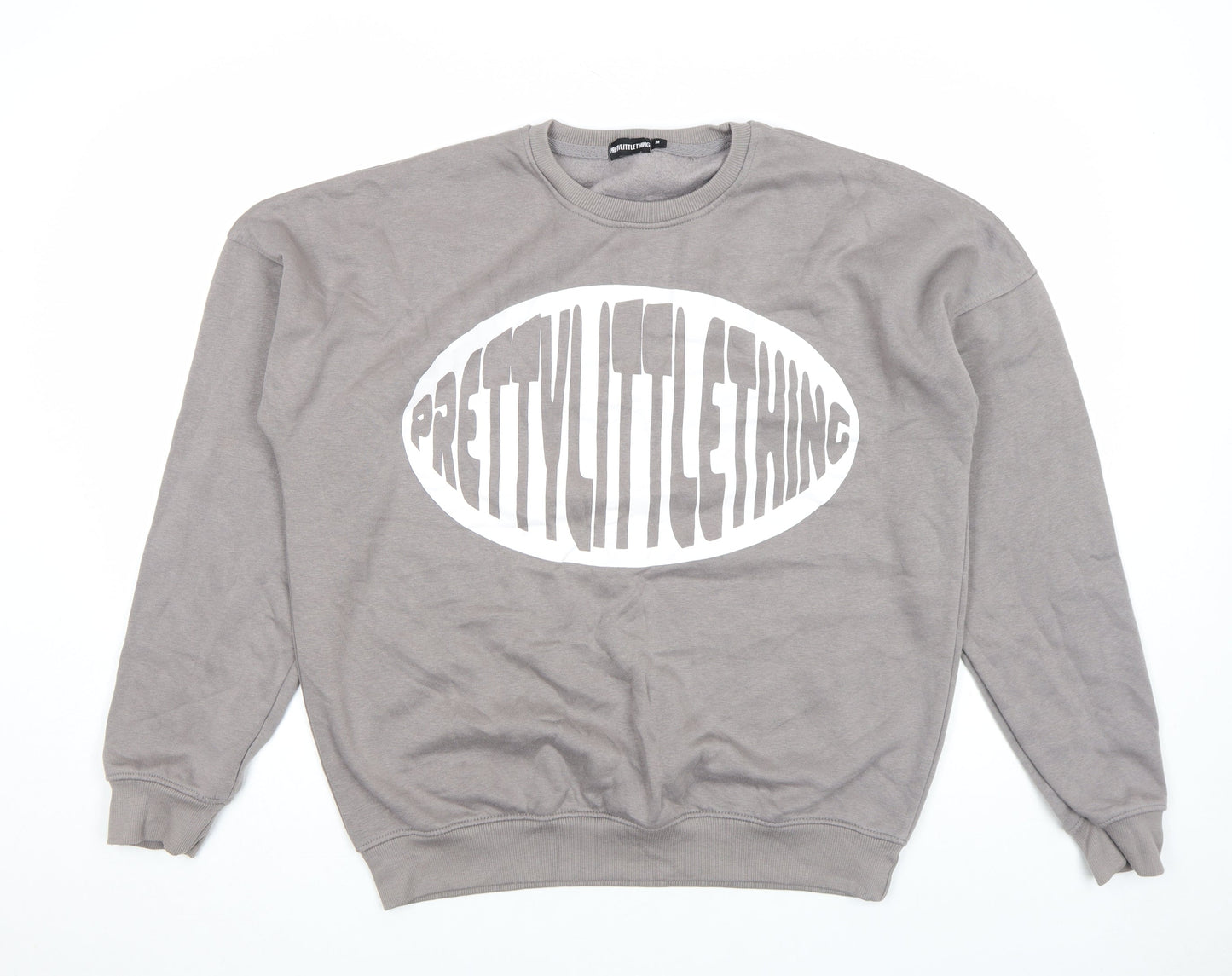 Womens UK Size M PRETTYLITTLETHING Grey Pullover Sweatshirt