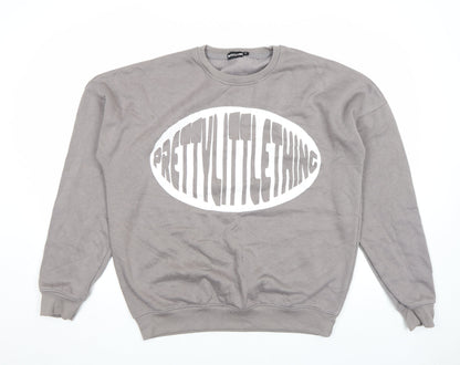 Womens UK Size M PRETTYLITTLETHING Grey Pullover Sweatshirt