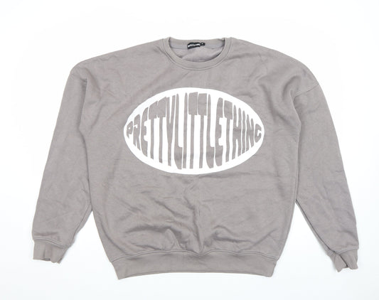 Womens UK Size M PRETTYLITTLETHING Grey Pullover Sweatshirt