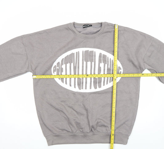 Womens UK Size M PRETTYLITTLETHING Grey Pullover Sweatshirt