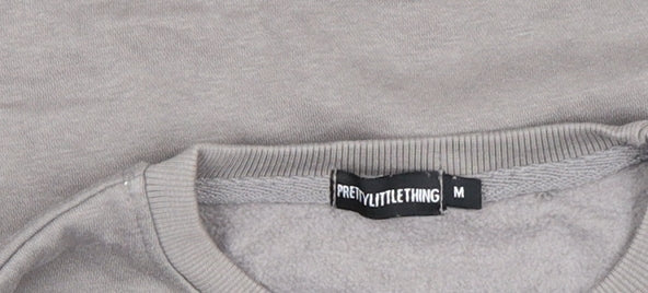 Womens UK Size M PRETTYLITTLETHING Grey Pullover Sweatshirt