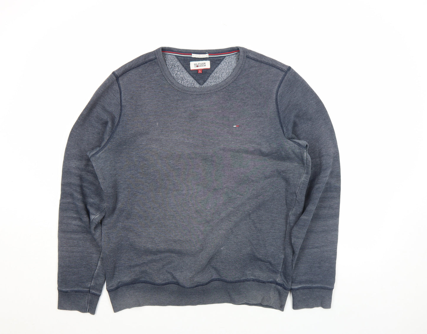 Mens UK Size L Hilfiger Denim Blue Pullover Sweatshirt
