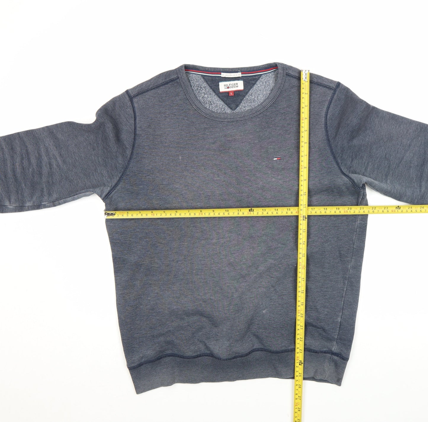 Mens UK Size L Hilfiger Denim Blue Pullover Sweatshirt