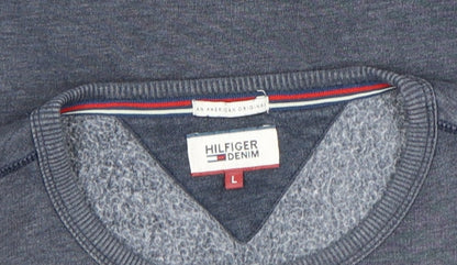 Mens UK Size L Hilfiger Denim Blue Pullover Sweatshirt