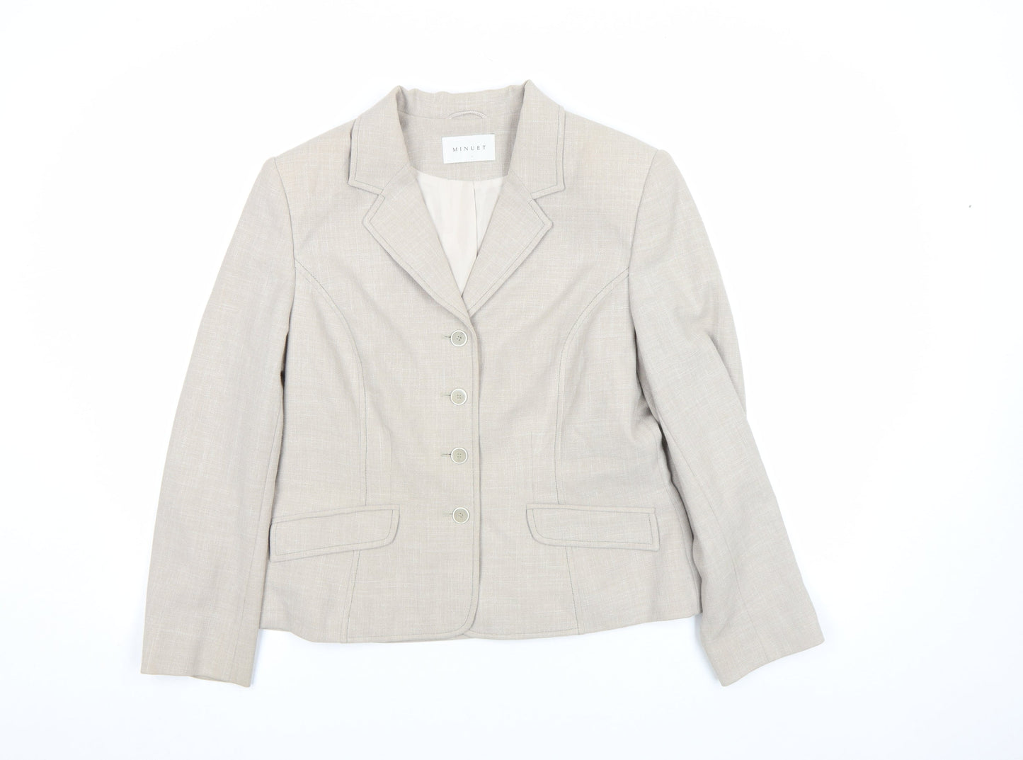 Minuet Women Beige Classic Single-Breasted Blazer Size 12