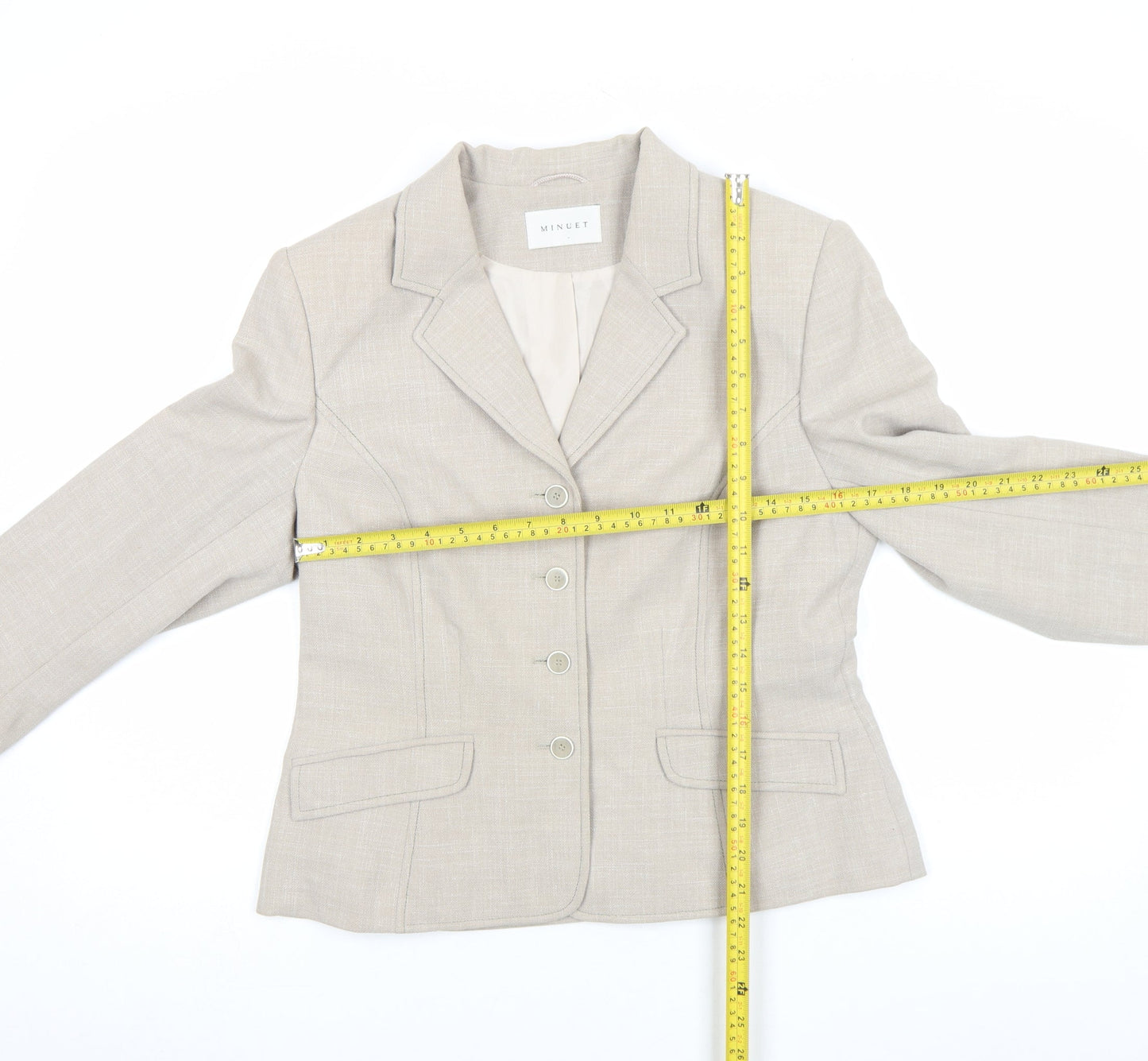 Minuet Women Beige Classic Single-Breasted Blazer Size 12