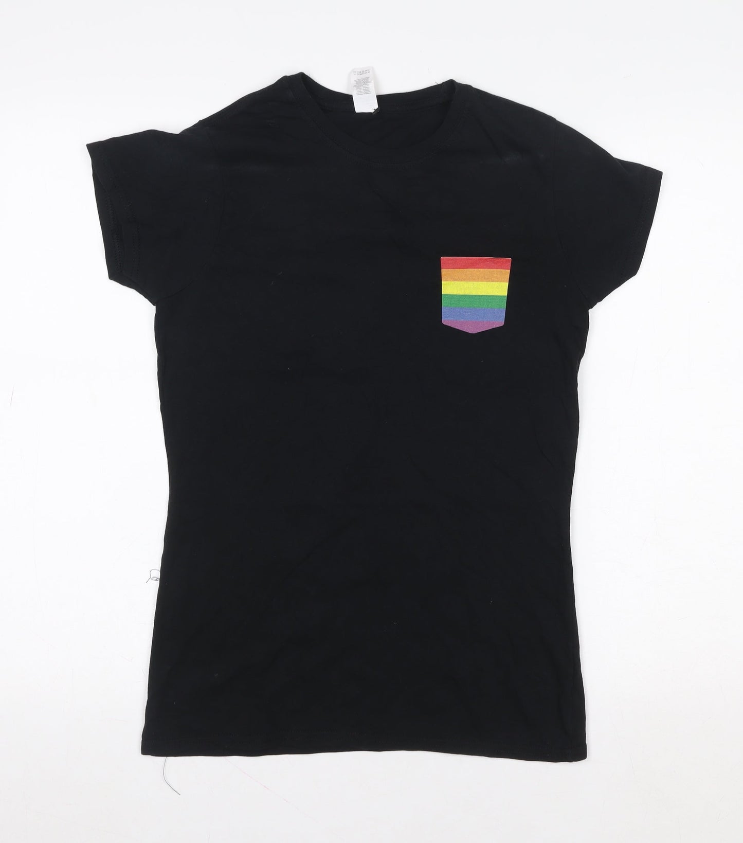 Womens UK Size M Gildan Black Basic T-Shirt