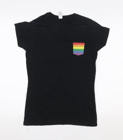 Womens UK Size M Gildan Black Basic T-Shirt