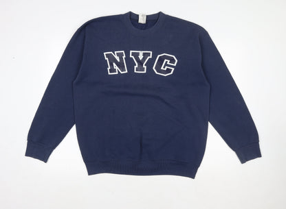Womens UK Size L Fruit of the Loom Blue Pullover Sweatshirt